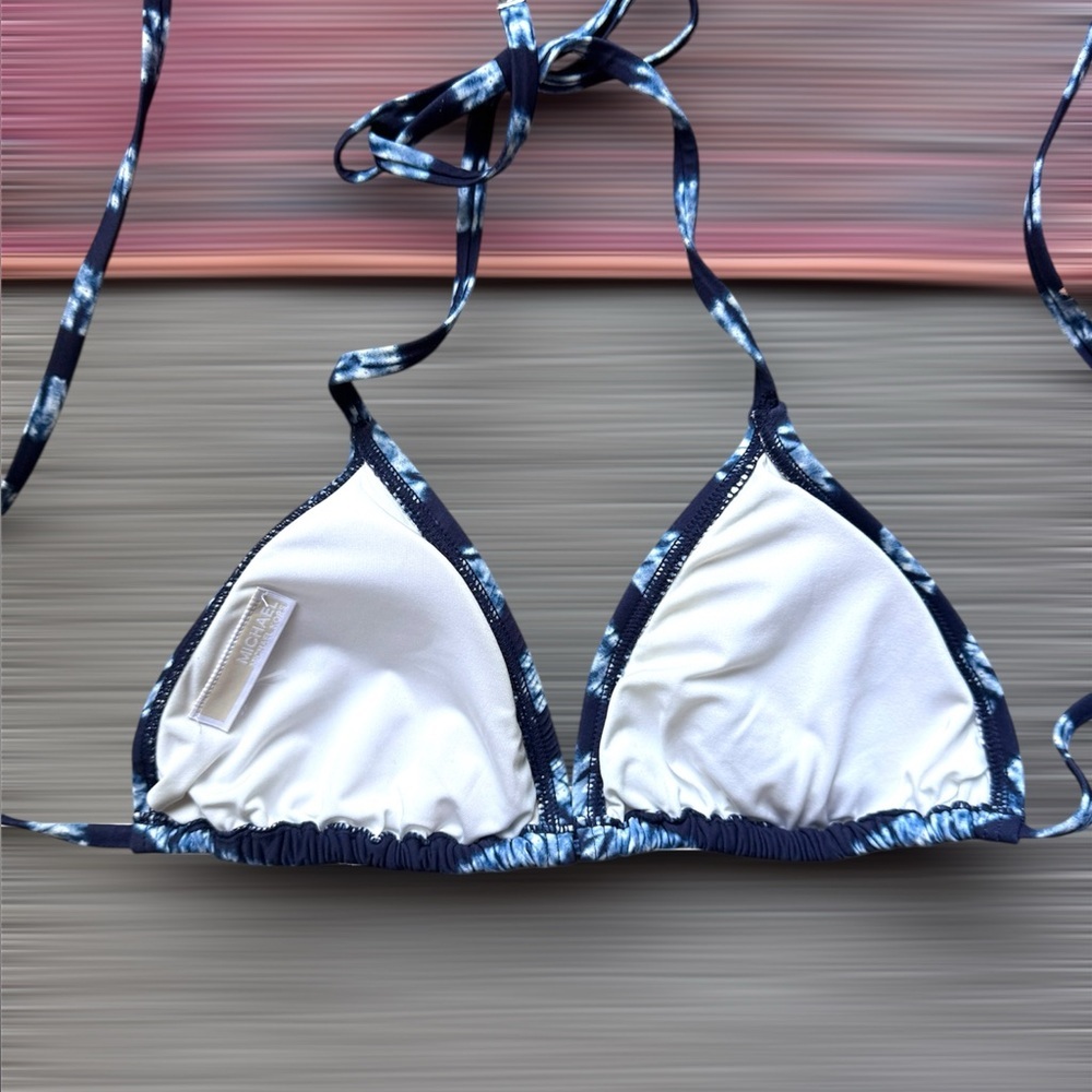 Michael Kors Navy Blue Tie Dye Triangle Top Large - Picture 5 of 5